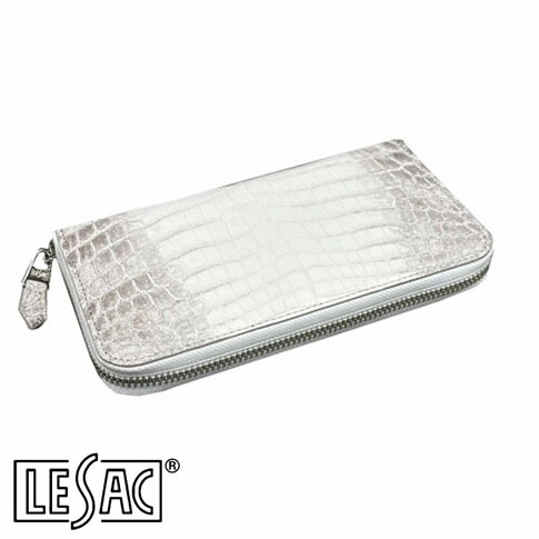 【貨物輸送無料／メイドインジャパン】LESAC（レ背嚢）ナイルクロコダイル・ニロティカス １枚仕立てもの長銭入れ ラウンドチャック メンズ レディース 本革 つや消し 自然的 8211-natural