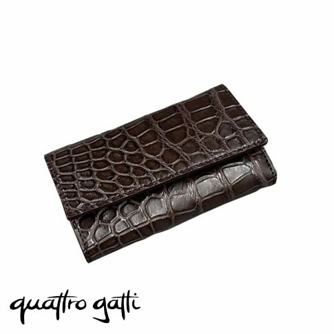 【貨物輸送無料／メイドインジャパン】quattro gatti (クアトロガッティ) クロコダイル 足懸かり入れもの(4連キーウォレット) 赤銅色 8215-brown