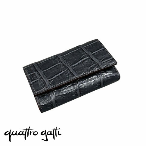【貨物輸送無料／メイドインジャパン】quattro gatti (クアトロガッティ) クロコダイル 足懸かり入れもの(4連キーウォレット) うす暗い薄墨色 8215-darkgrey