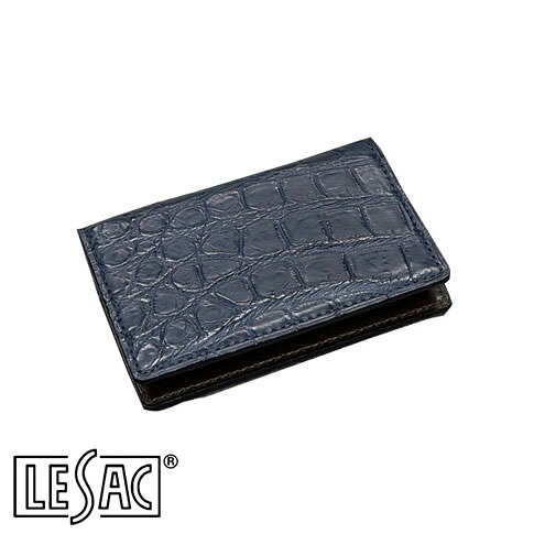【送料無料／メイドインジャパン】LESAC（レザック）クロコダイル カード入れ (名刺入れ) ワニ革 本革 メンズ レディース 青 ディープブルー 8218-deepblue｜ＡＭＡＬＦＩ