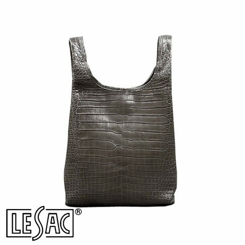【貨物輸送無料／メイドインジャパン】LESAC（レ背嚢）スモールクロコダイル 最御前上等革クロコダイル『ポロサスx2枚当て嵌める』 トートバッグ COLOGY-S - GREY/薄墨色 cology-s-grey