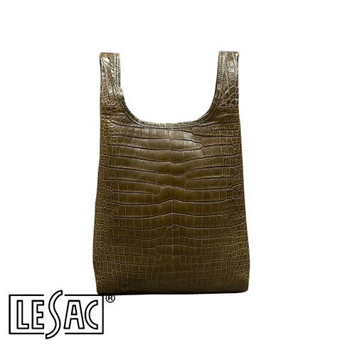 【貨物輸送無料／メイドインジャパン】LESAC（レ背嚢）スモールクロコダイル 最御前上等革クロコダイル『ポロサスx2枚当て嵌める』 トートバッグ COLOGY-S - KHAKI/カーキ cology-s-khaki