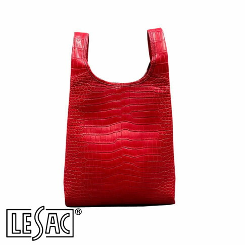 【貨物輸送無料／メイドインジャパン】LESAC（レ背嚢）スモールクロコダイル 最御前上等革クロコダイル『ポロサスx2枚当て嵌める』 トートバッグ COLOGY-S - RED/赤いこと cology-s-red