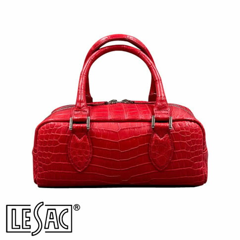 【貨物輸送無料／メイドインジャパン】LESAC（レ背嚢）スモールクロコダイル 最御前上等革クロコダイル『ポロサス』ハンドバック COMO - RED/赤いこと como-red
