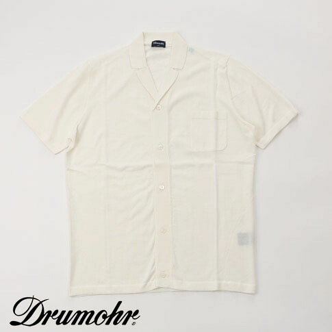 【送料無料／国内正規品】ドルモア DRUMOHR ニットシャツ メンズ ニットポロ 長袖 イタリア製 ホワイト ノッチドラペル 大人カジュアル d0gn621-120｜ＡＭＡＬＦＩ