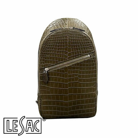 【貨物輸送無料／メイドインジャパン】LESAC（レ背嚢）スモールクロコダイル 最御前上等革クロコダイル『ポロサス』 上半身御徒面子 DAG - KHAKI/カーキ dag-croco-khaki