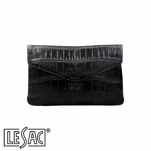 【貨物輸送無料／メイドインジャパン】LESAC（レ背嚢）スモールクロコダイル 最御前上等革クロコダイル『ポロサス』 クラッチペダル御徒面子 DITA - BLACK/黒いこと dita-black