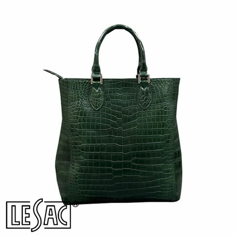 【貨物輸送無料／メイドインジャパン】LESAC（レ背嚢）スモールクロコダイル 最御前上等革クロコダイル『ポロサスx2枚当て嵌める』トートバッグ LIBIA - GREEN/緑であること libia-green