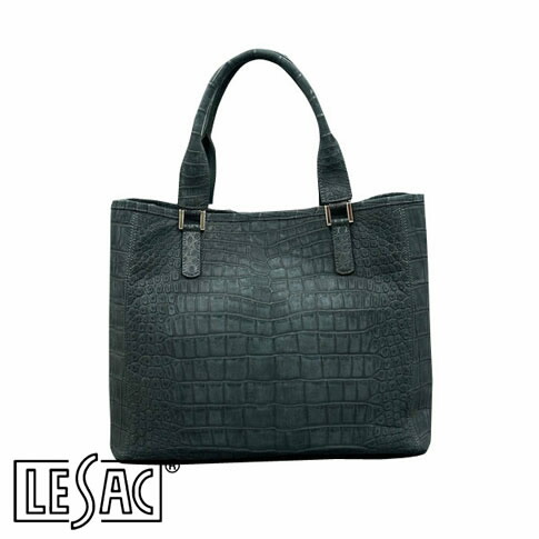 【貨物輸送無料／メイドインジャパン】LESAC（レ背嚢）クロコダイル トートバッグ ヌバック入眼 メンズ レディース 本革 緑 緑であること LUCCA lucca-green