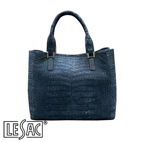 【貨物輸送無料／メイドインジャパン】LESAC（レ背嚢）クロコダイル トートバッグ ヌバック入眼 メンズ レディース 本革 紺 米国海軍 LUCCA lucca-navy