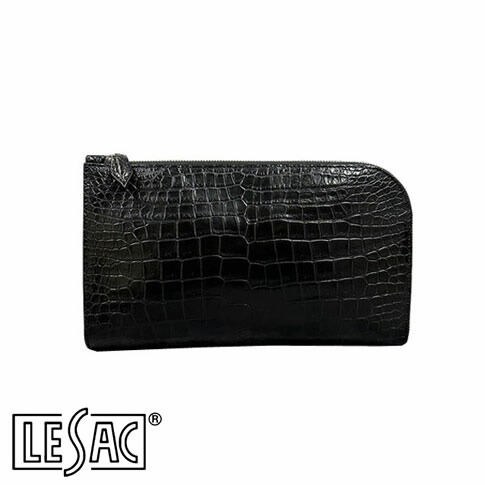 【貨物輸送無料／メイドインジャパン】LESAC（レ背嚢）スモールクロコダイル クラッチペダル御徒面子 SAGGIO BLACK/黒いこと saggio-black