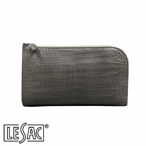 【貨物輸送無料／メイドインジャパン】LESAC（レ背嚢）スモールクロコダイル クラッチペダル御徒面子 SAGGIO GREY/薄墨色 saggio-grey