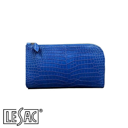【貨物輸送無料／メイドインジャパン】LESAC（レ背嚢）スモールクロコダイル クラッチペダル御徒面子 SAGGIO ROYALBLUE/ロイヤル青碧 saggio-royalblue