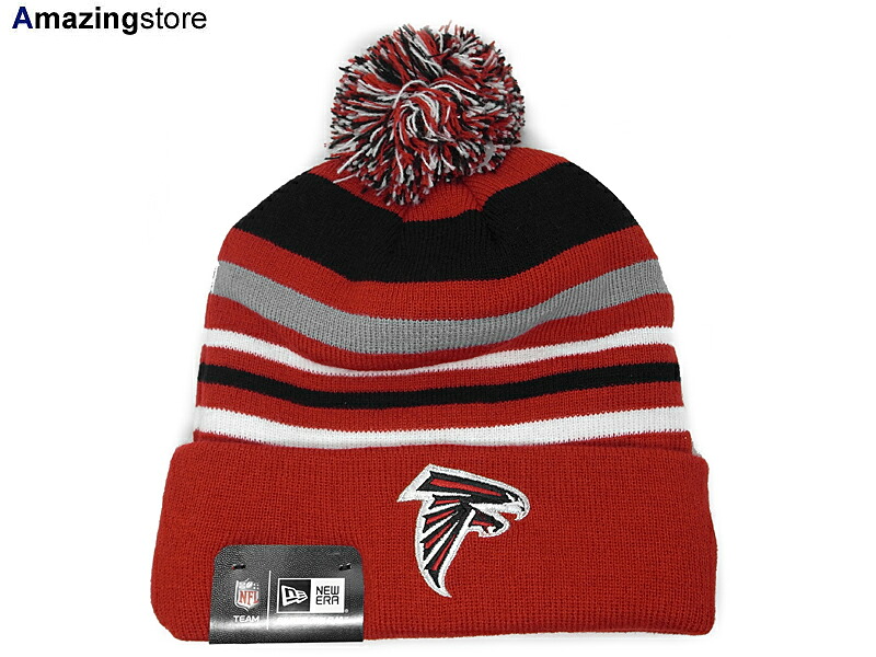 NEW ERA ATLANTA FALCONS【STRIPEOUT KNIT BEANIE/RED-BLK-WHT-GREY】ニューエラ アトランタ ファルコンズ ニット帽 ビーニー [帽子 ヘッドギア new era cap ニューエラキャップ new eraキャップ neweraキャップ 大きい サイズ メンズ レディース LA NY BK SUPREME 40OZ HUF]