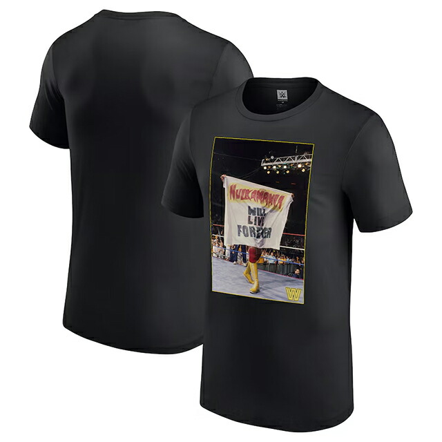 ハルク ホーガンモデル 海外取寄 WWE AUTHENTIC Tシャツ HULKAMANIA WILL LIVE FOREVER T-SHIRT BLACK HULK HORGAN RAW SMACKDOWN プロレス