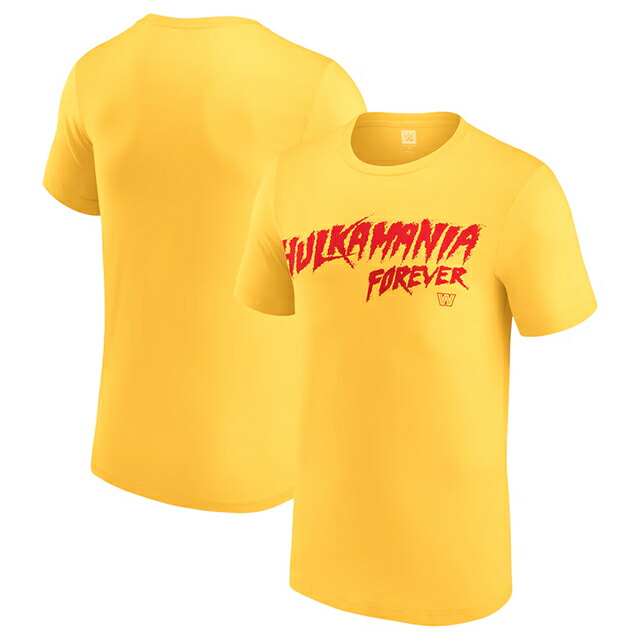 ハルク ホーガンモデル 海外取寄 WWE AUTHENTIC Tシャツ HULKAMANIA FOREVER T-SHIRT YELLOW HULK HORGAN RAW SMACKDOWN プロレス