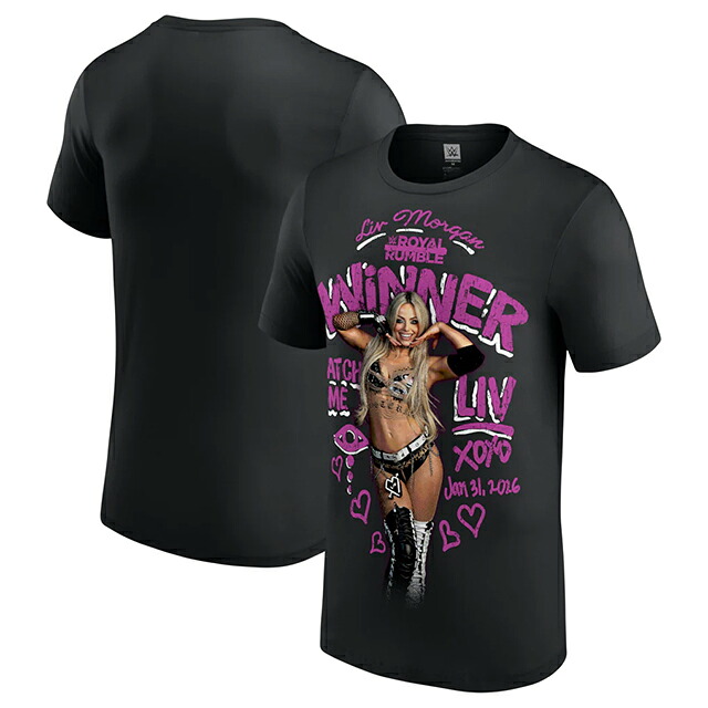 リヴ モーガンモデル 外国で取寄 WWE AUTHENTIC プルオーバー ROYAL RUMBLE 2026 T-SHIRT BLACK LIV MORGAN 置き目 平手打ち落ちこむ RAW SMACKDOWN プロフェッショナルレスリング かぶり笠 メンズ レディース 男女兼用 TEE 紅茶プルオーバー 黒いこと