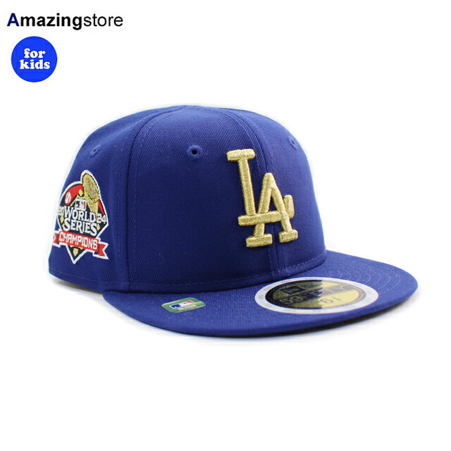 2025 ゴールドコレクションモデル 子供用 ニューエラ キャップ 59FIFTY ロサンゼルス ドジャース YOUTH MLB 2025 GOLD COLLECTION ON-FIELD AUTHENTIC GAME FITTED CAP ROYAL BLUE NEW ERA LOS ANGELES DODGERS画像