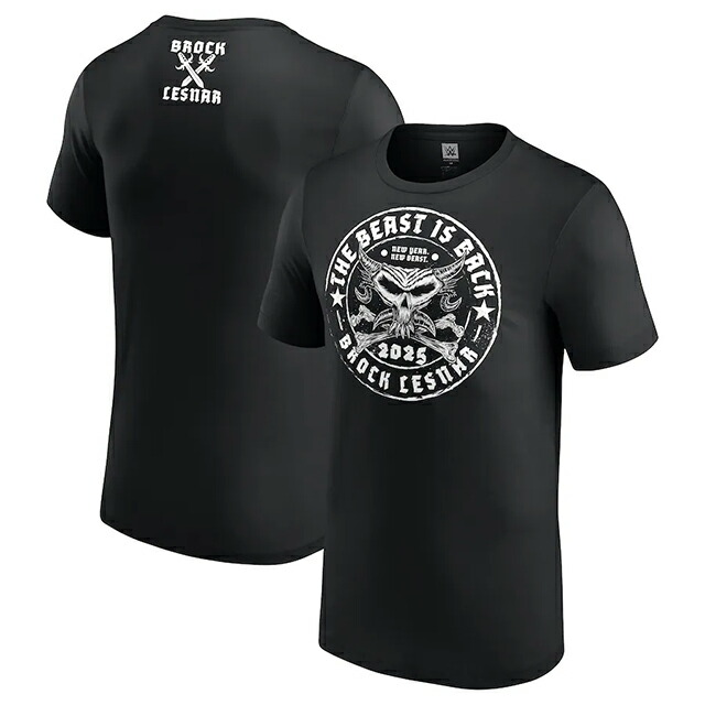 差しつかえる レスナーモデル 外国で取寄 WWE AUTHENTIC プルオーバー THE BEAST IS BACK T-SHIRT BLACK BROCK LESNAR RAW SMACKDOWN プロフェッショナルレスリング かぶり笠 メンズ レディース 男女兼用 黒いこと