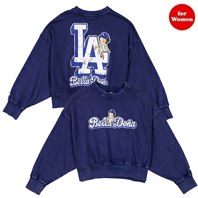 外国で取寄 お上さん用 ニュー内鰓 トレーナー 天使の都市 ドジャース ベラ ドーニャ WOMEN\u0027S BETTY BOOP SWEATSHIRT DARK BLUE LOS ANGELES DODGERS Bella Do?a