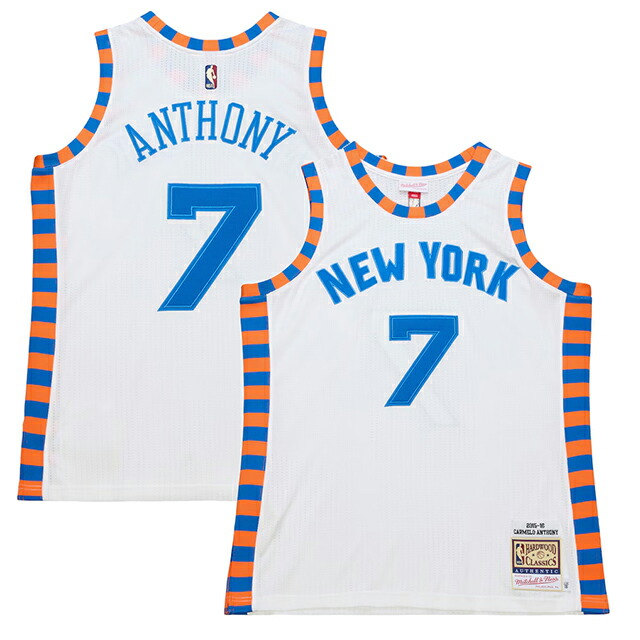 カーメロ アンソニーモデル ミッチェルアンドネス 制服ティーシャツ ニューヨーク州 ニックス 2015-16 HARDWOOD CLASSIC AUTHENTIC JERSEY WHITE MITCHELL\u0026NESS NEW YORK KNICKS CARMELO ANTHONY