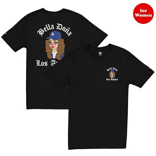 海外取寄 女性用 ニューエラ Tシャツ ロサンゼルス ドジャース ベラ ドーニャ WOMEN T-SHIRT BLACK LOS ANGELES DODGERS Bella Do?a PAYASITA