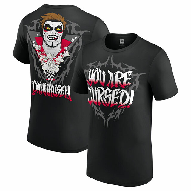 ダンハウゼンモデル 外国で取寄 WWE AUTHENTIC プルオーバー YOU ARE CURSED! T-SHIRT BLACK DANHAUSEN レッスルマニア WRESTLEMANIA RAW SMACKDOWN プロフェッショナルレスリング 置き目 TEE