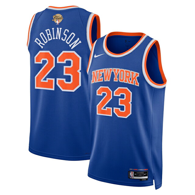 ミッチェル ロビンソン青写真 外国で取寄 ナイキ レプリカユニフォーム ニューヨーク州 ニックス 2026 NBA FINALS PATCH SWINGMAN JERSEY ICON EDITION BLUE NEW YORK KNICKS MITCHELL ROBINSON
