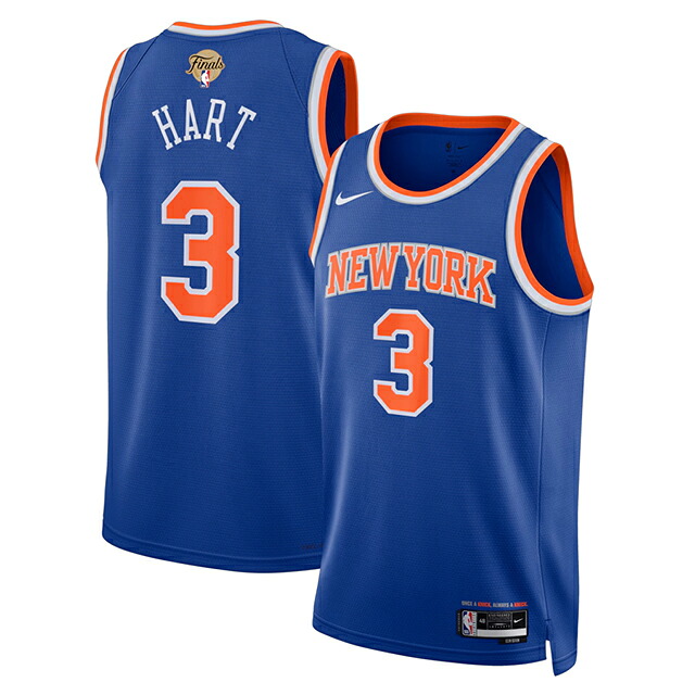 ジョシュ ハートモデル 外国で取寄 ナイキ レプリカユニフォーム ニューヨーク州 ニックス 2026 NBA FINALS PATCH SWINGMAN JERSEY ICON EDITION BLUE NEW YORK KNICKS JOSH HART