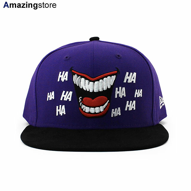 ニュー内鰓 旗がしら 59FIFTY DC漫画雑誌 戯け者 LAUGH OUT LOUD FITTED CAP PURPLE NEW ERA DC COMICS JOKER かぶり笠 メンズ レディース 男女兼用 アメコミ 二人三脚 パープル /PUR 25_5RE_25_6RE_0617