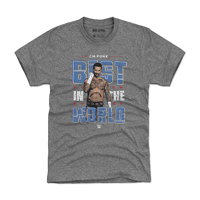 コマーシャルパンクモデル 外国で取寄 WWE プルオーバー 500 LEVEL GRITTY TRI-BLEND T-SHIRT GRAY コマーシャル PUNK RAW SMACKDOWN プロフェッショナルレスリング かぶり笠 メンズ レディース 男女兼用 BEST IN THE WORLD 薄墨色 /GREY 25_7