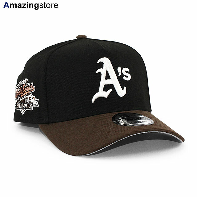 EU限定 ニューエラ キャップ スナップバック 9FORTY オークランド アスレチックス MLB 1989 BATTLE OF THE BAY WORLD SERIES GREY BOTTOM A-FRAME SNAPBACK CAP BLACK BROWN NEW ERA OAKLAND ATHLETICS 帽子 メンズ レディース ブラック EU940AF サイドパッチ 26_3RE_0306