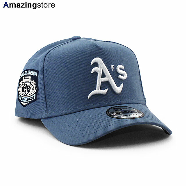 EU限定 ニューエラ キャップ 9FORTY スナップバック オークランド アスレチックス MLB 1968-2024 OAKLAND COLISEUM PEACH BOTTOM A-FRAME SNAPBACK CAP FADED BLUE NEW ERA OAKLAND ATHLETICS 帽子 メンズ レディース EU940AF ワールドシリーズ ブルー 26_4RE_0407
