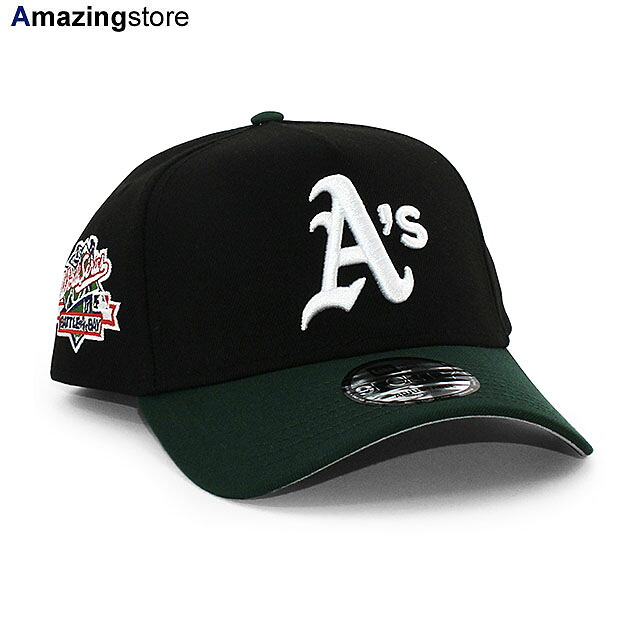 EU限定 ニューエラ キャップ スナップバック 9FORTY オークランド アスレチックス MLB 1989 BATTLE OF THE BAY WORLD SERIES GREY BOTTOM A-FRAME SNAPBACK CAP BLACK GREEN NEW ERA OAKLAND ATHLETICS 帽子 メンズ レディース ブラック EU940AF サイドパッチ 26_3
