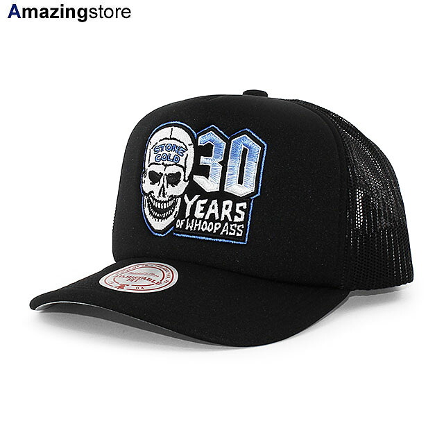 ストーン コールド スティーブ オースチン 30周年記念モデル ミッチェル&ネス WWE メッシュキャップ 30TH ANNIVERSARY TRUCKER MESH CAP BLACK MITCHELL&NESS STONE COLD STEVE AUSTIN スナップバック SNAPBACK 帽子 メンズ レディース WRESTLEMANIA ブラック 26_5RE_0529|Amazingstore