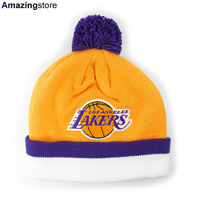 ミッチェル＆ネス ニットキャップ ビーニー ロサンゼルス レイカーズ XL-LOGO BEANIE GOLD MITCHELL&NESS LOS ANGELES LAKERS 帽子 メンズ レディース 男女兼用 ゴールド /GOLD 25_2RE_0210
