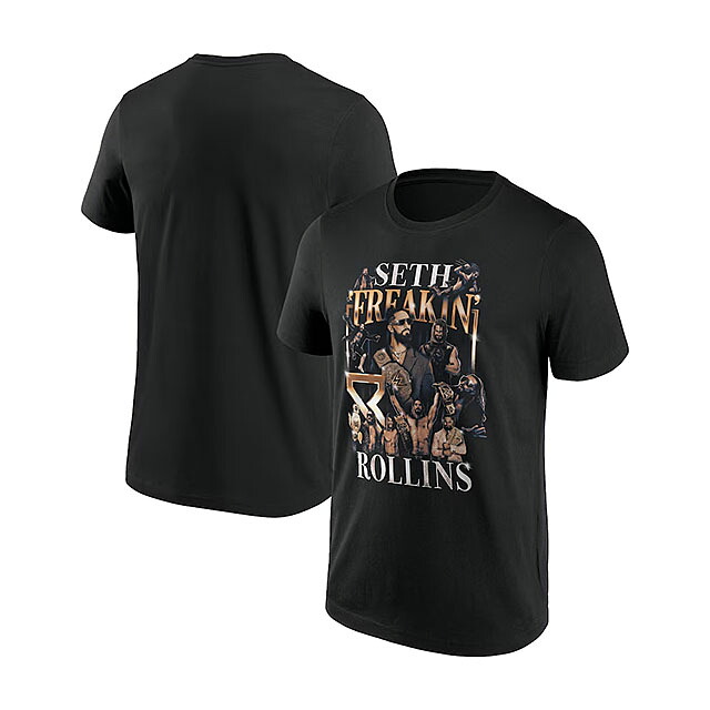 セット \"無償性キン\"" ロリンズモデル WWE AUTHENTIC プルオーバー MONTAGE BOXY T-SHIRT BLACK SETH \""FREAKIN\"" ROLLINS RAW SMACKDOWN プロフェッショナルレスリング TEE 紅茶プルオーバー かぶり笠 メンズ レディース 男女兼用 黒いこと SUMMERSLAM 25_10"