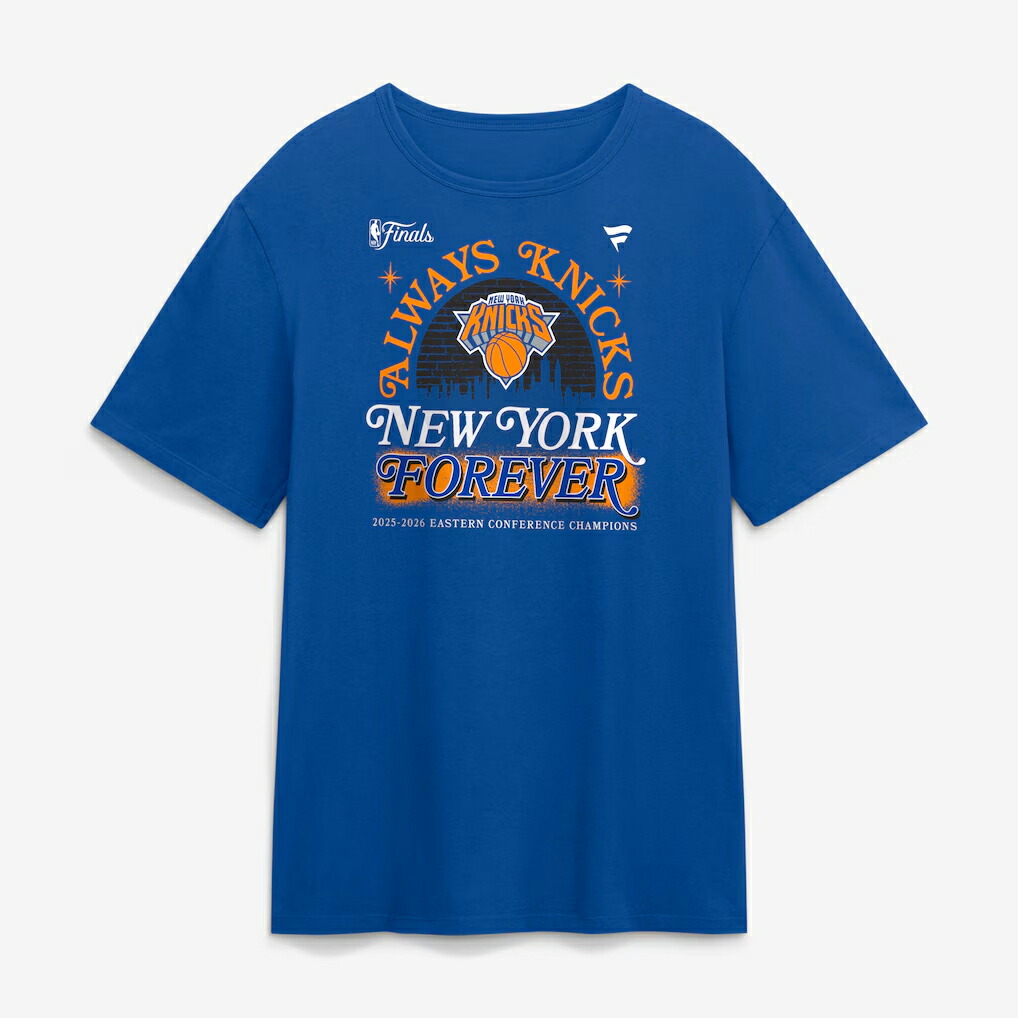 外国で取寄 ティーシャツ ニューヨーク州 ニックス 2026 NBA EASTERN CONFERENCE CHAMPIONS HOMETOWN T-SHIRT BLUE  NEW YORK KNICKS / ユニ一発やる NBA イースタン競技団体 はやりっ子