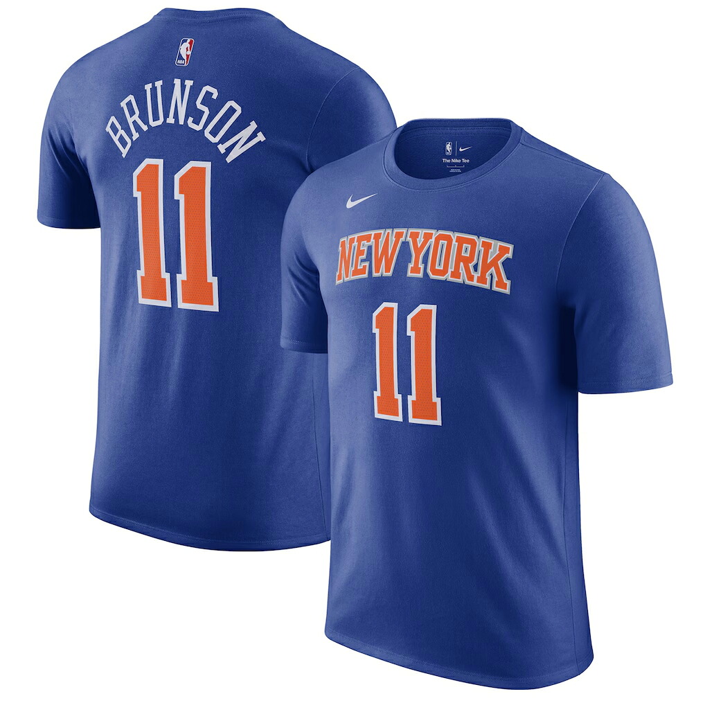外国で取寄 ジェイレン ブランソンモデル ナイキ プルオーバー ニューヨーク州 ニックス NBA ICON EDITION NAME\u0026NUMBER T-SHIRT BLUE  NEW YORK KNICKS JALEN BRUNSON / ユニ一発やる NBA イースタン話し合い はやりっ子