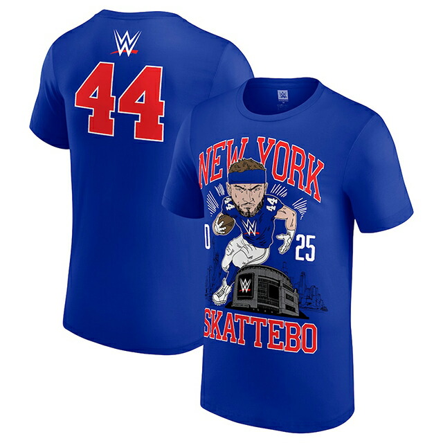 キャメロン スカッテボモデル 外国で取寄 WWE AUTHENTIC プルオーバー CAM SKATTEBO NEW YORK GIANTS T-SHIRT BLUE レッスルマニア RAW SMACKDOWN プロフェッショナルレスリング 置き目 TEE 紅茶プルオーバー 25_11