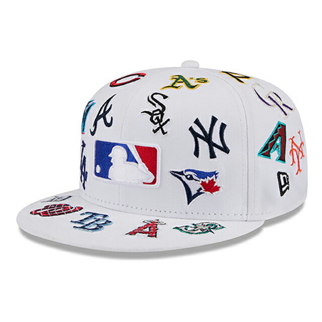 ニュー内鰓 旗がしら 59FIFTY MLB ALL-OVER FITTED CAP WHITE NEW ERA/5950 鎧球  かぶり笠 メンズ レディース ユニ一発やる 男女兼用