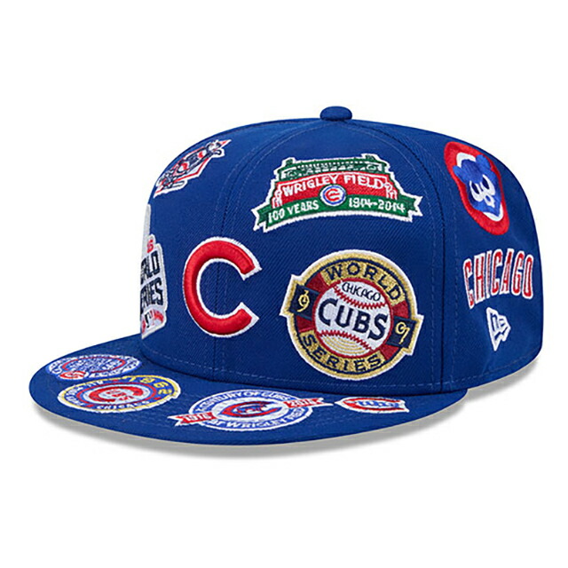 ニュー内鰓 旗がしら 59FIFTY 風の強い町 カブス MLB ALL-OVER FITTED CAP ROYAL BLUE NEW ERA CHICAGO CUBS/5950 鎧球  かぶり笠 メンズ レディース ユニ一発やる 男女兼用