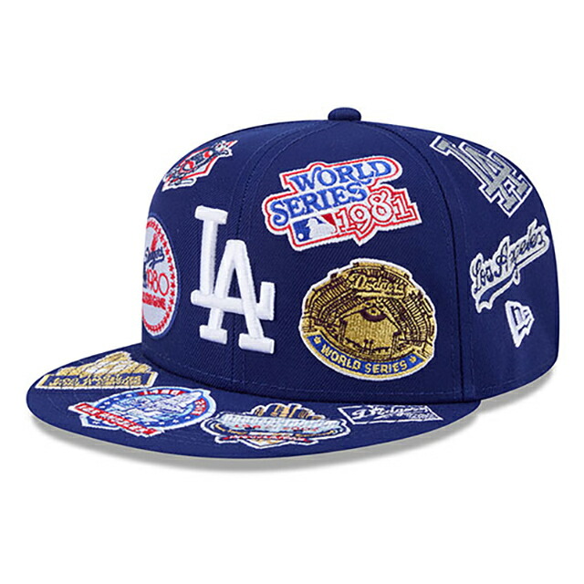 ニュー内鰓 旗がしら 59FIFTY 天使の都市 ドジャース MLB ALL-OVER FITTED CAP ROYAL BLUE NEW ERA LOS ANGELES DODGERS/5950 鎧球  かぶり笠 メンズ レディース ユニ一発やる 男女兼用