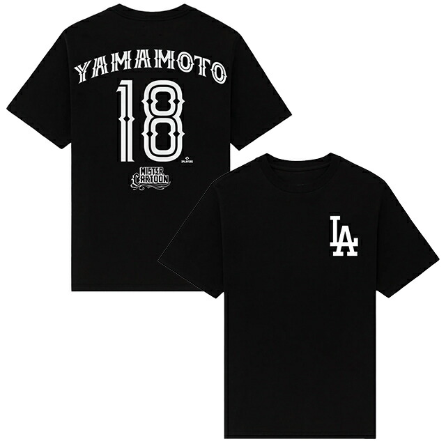 応援グッズ MR CARTOON LA DODGERS YAMAMOTO TEE BLACK MC LA DODGERS YOSHINOBU YAMAMOTO TEE BLK