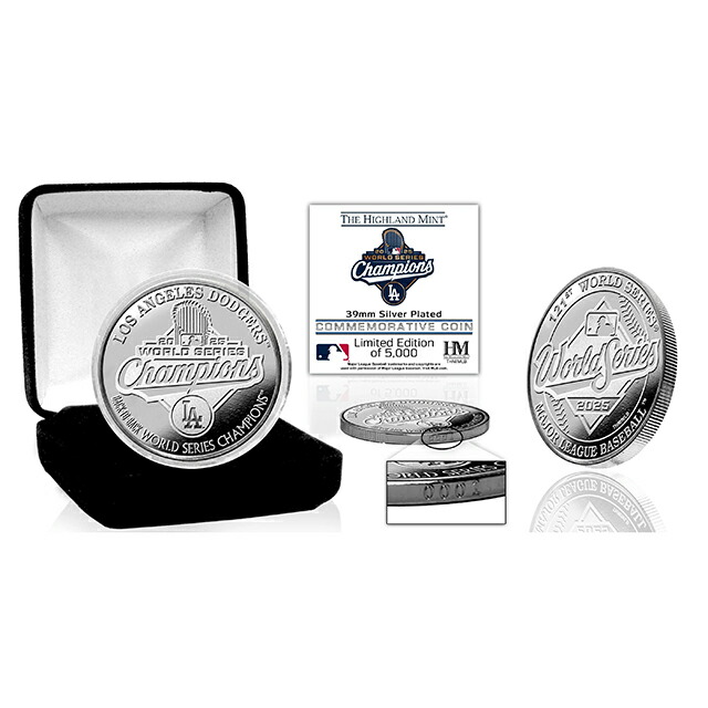 2025 ワールドシリーズチャンピオンモデル 海外取寄 記念コイン ロサンゼルス ドジャース HIGHLAND MINT 2025 WORLD SERIES CHAMPIONS SILVER COIN LOS ANGELES DODGERS|Amazingstore