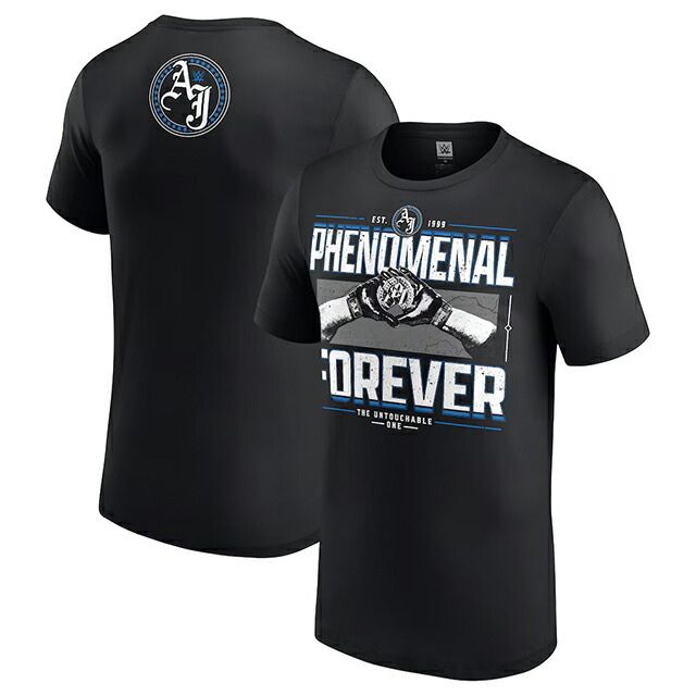 AJ スタイルズモデル 外国で取寄 WWE AUTHENTIC プルオーバー PHENOMENAL FOREVER T-SHIRT BLACK AJ STYLES 置き目 平手打ち落ちこむ RAW SMACKDOWN プロフェッショナルレスリング かぶり笠 メンズ レディース 男女兼用 TEE 紅茶プルオーバー 黒いこと