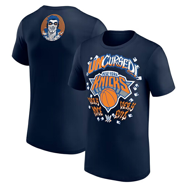 ダンハウゼンモデル 外国で取寄 WWE AUTHENTIC ティーシャツ NEW YORK KNICKS UNCURSED T-SHIRT NAVY DANHAUSEN ニューヨーク州 ニックス レッスルマニア WRESTLEMANIA RAW SMACKDOWN プロフェッショナルレスリング 置き目 TEE