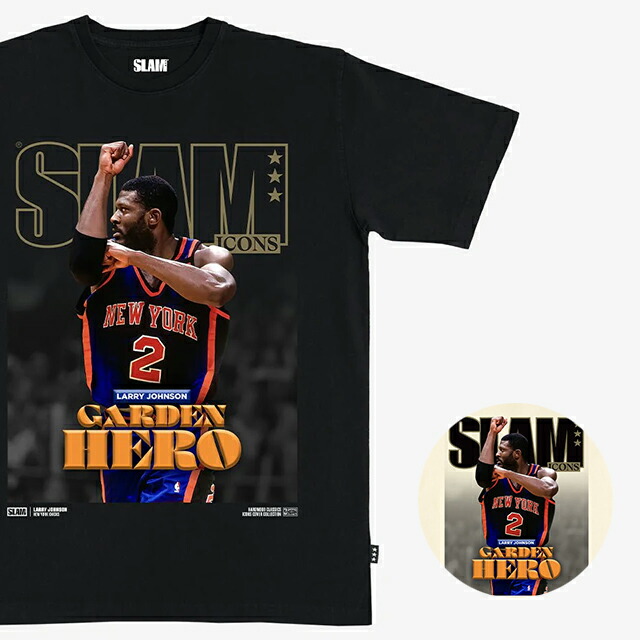 ラリー ジョンソン真似形 ゲットー ニューヨーク州 ニックス ティーシャツ 外国で取寄 SLAM HARDWOOD CLASSIC COVER T-SHIRT NEW YORK KNICKS LARRY JOHNSON