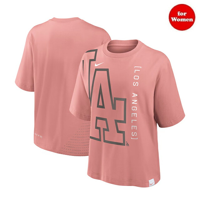 ナイキ 成人女性用 プルオーバー 外国で取寄 天使の都市 ドジャース MLB WOMEN\u0027S STATEMENT BOXY T-SHIRT PINK NIKE LOS ANGELES DODGERS