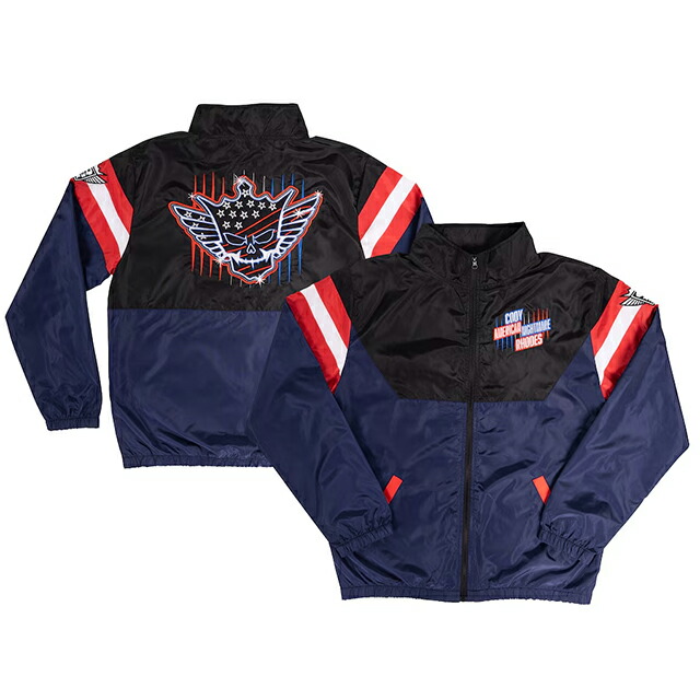 コーディ ローデスモデル WWE AUTHENTIC ウィンドブレイカー NEON NIGHTMARE FULL-ZIPWINDBREAKER JACKET BLACK-NAVY CODY RHODES レッスルマニア RAW SMACKDOWN プロレス
